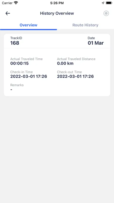 Tangkapan skrin Trackme v2