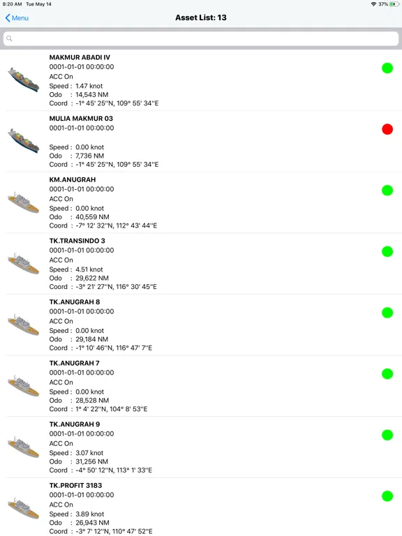 Tangkapan layar VesselPro iPad 