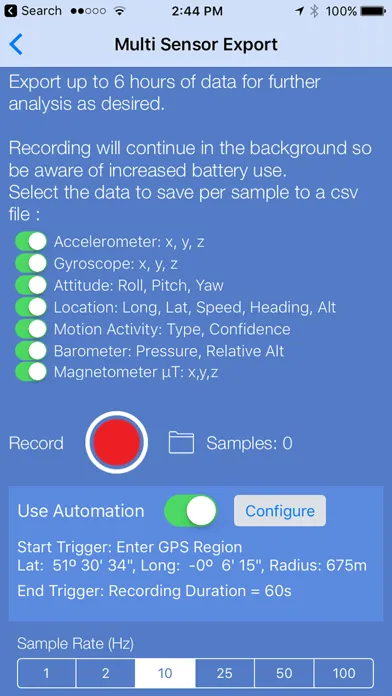 Capturas de tela do Sensor Play - Data Recorder