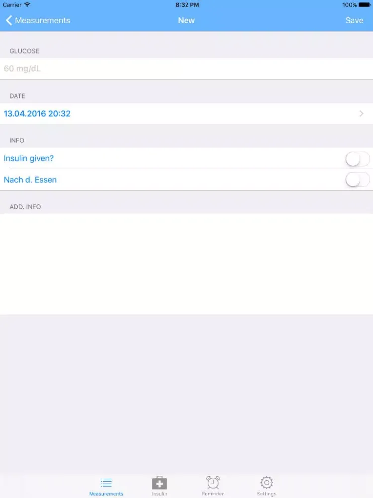 Diabetes Tracker - glucose level tracking iPad  스크린샷