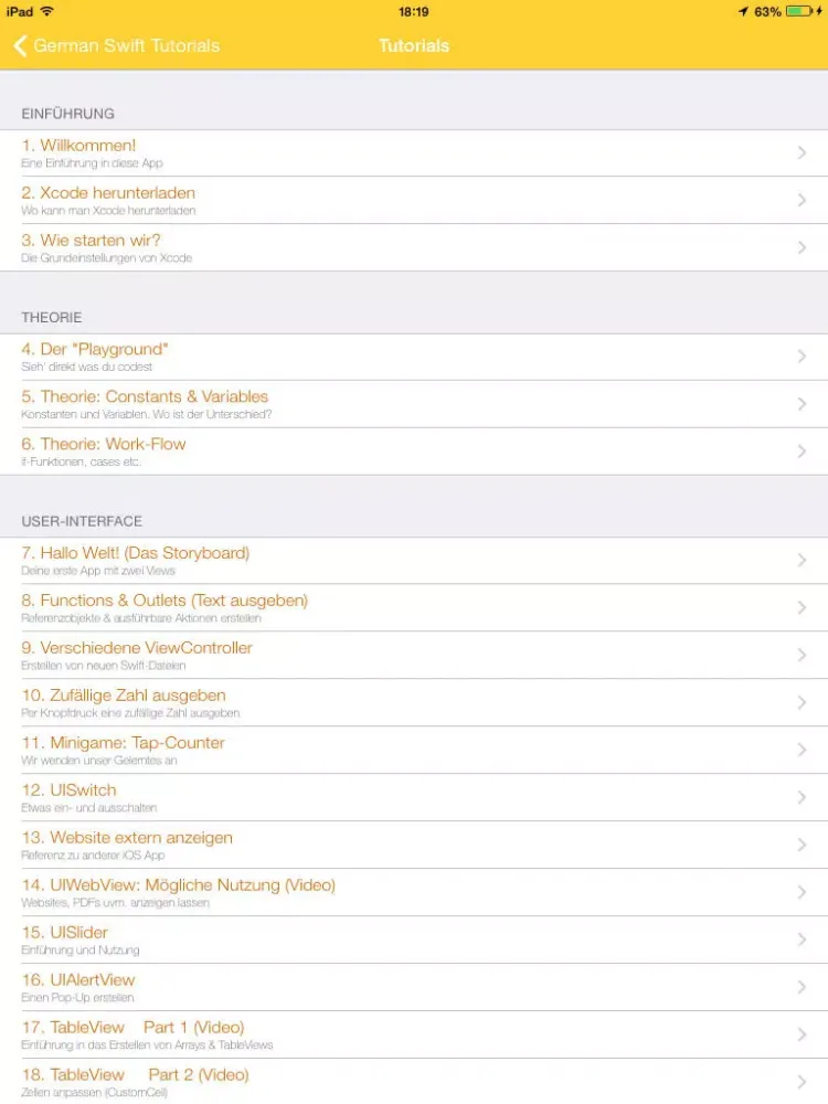 German Swift Tutorials - Lerne Swift 2 für Xcode iPad Screenshots