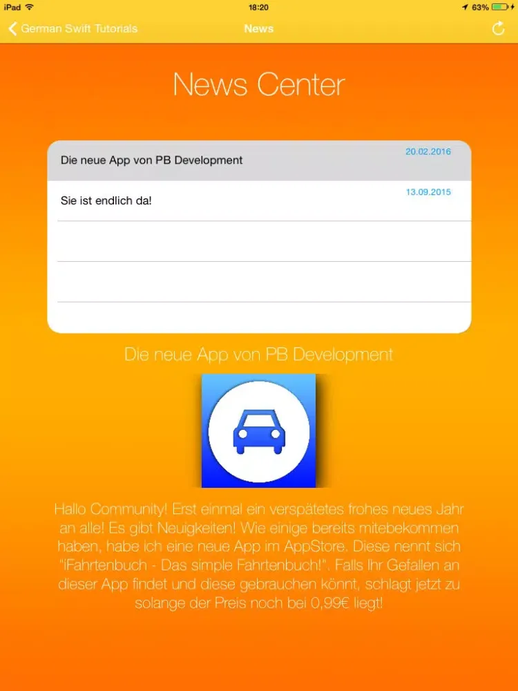 German Swift Tutorials - Lerne Swift 2 für Xcode iPad Screenshots