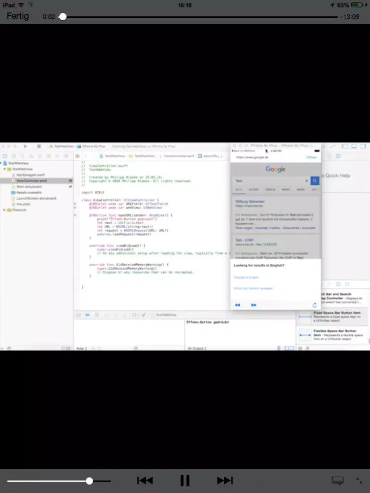 German Swift Tutorials - Lerne Swift 2 für Xcode iPad Screenshots