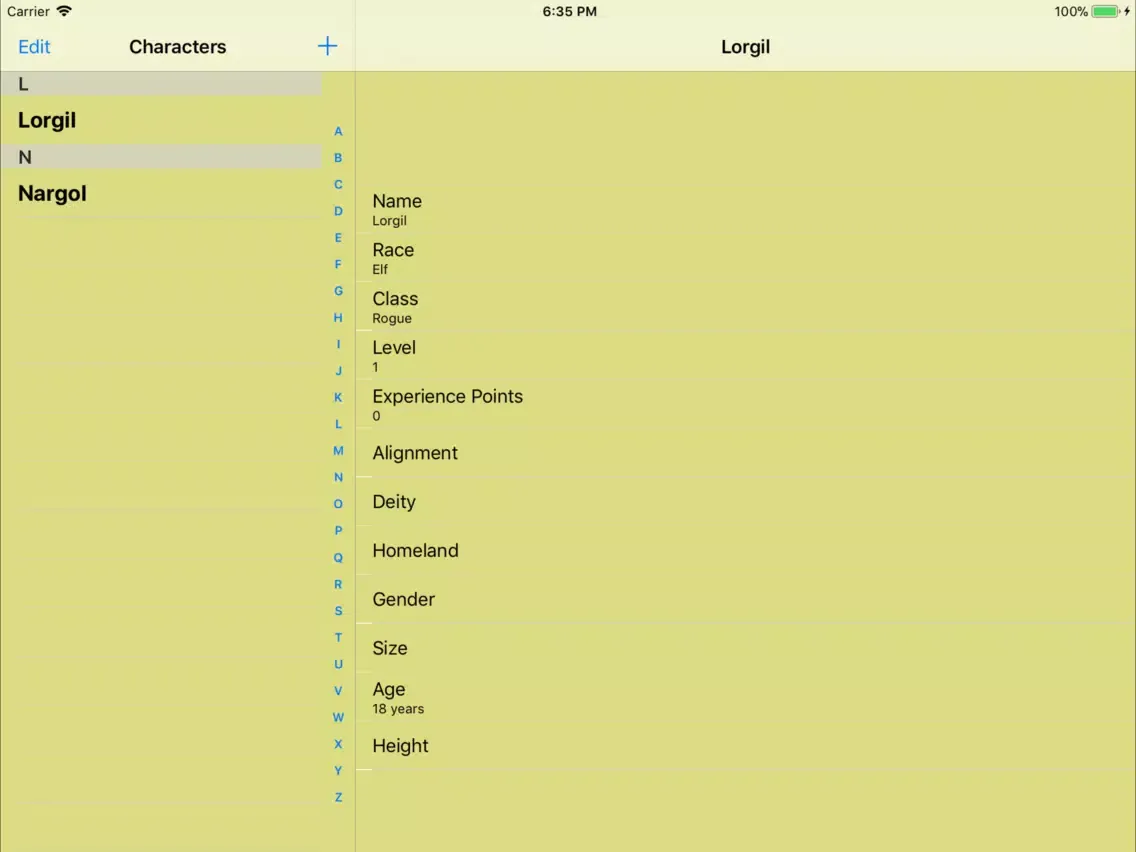 ภาพหน้าจอของ PF Character Sheet - NoAds iPad 