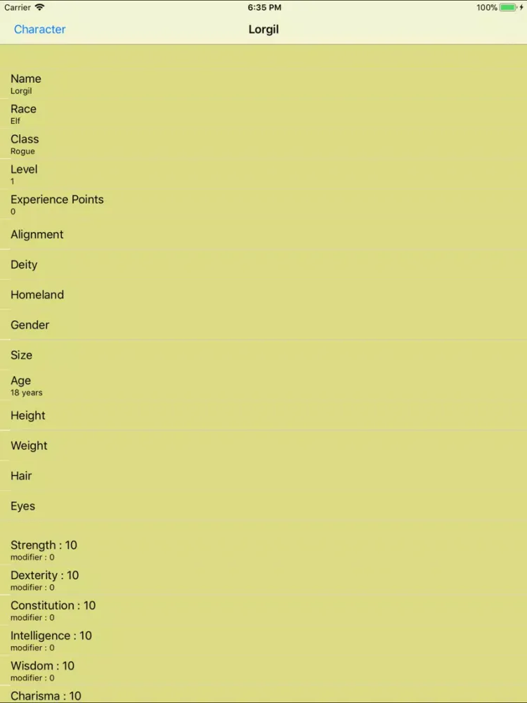 ภาพหน้าจอของ PF Character Sheet - NoAds iPad 