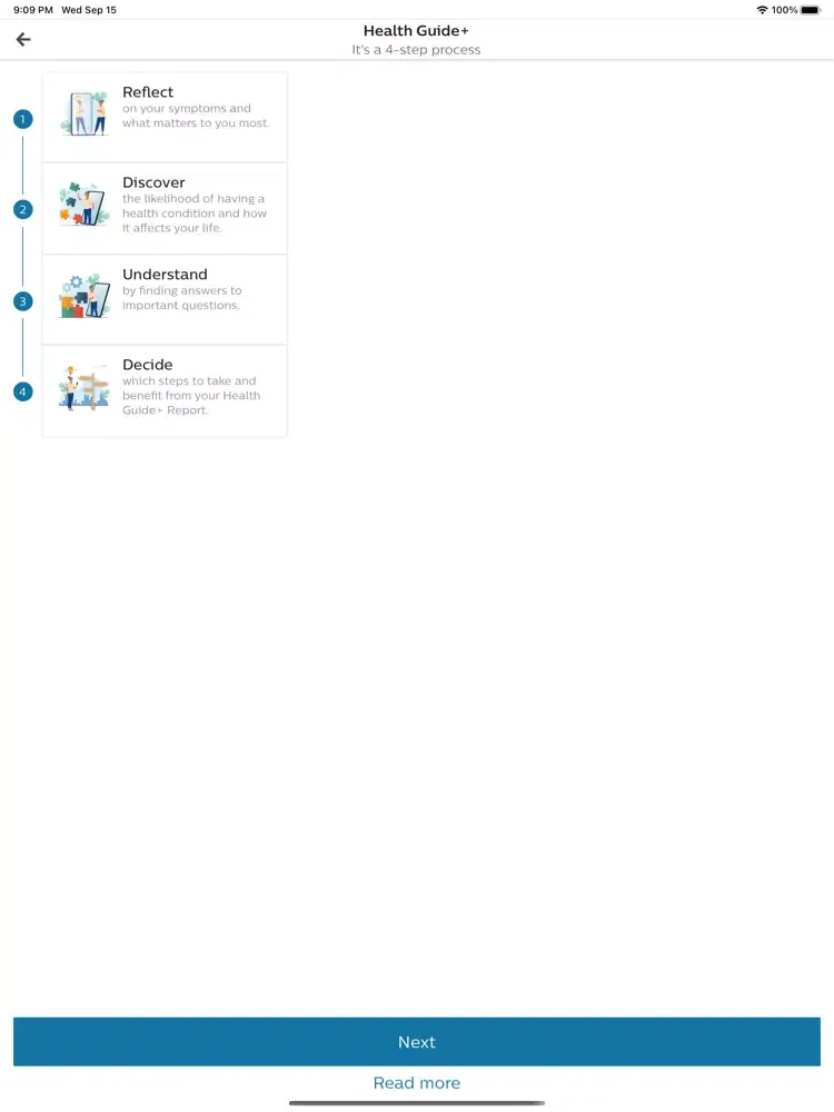Capturas de tela do Health Guide+ iPad 