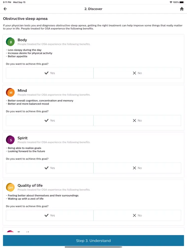 Capturas de tela do Health Guide+ iPad 