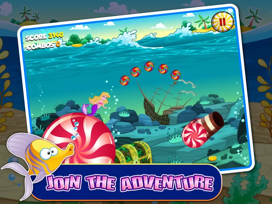 Ảnh chụp màn hình của Mermaid Jump World – Swimming and Grabbing Gadgets Under the Sea FREE iPad 