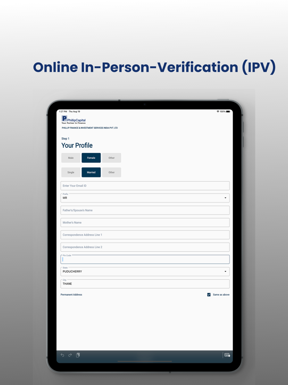 Tangkapan layar Phillip eKYC iPad 