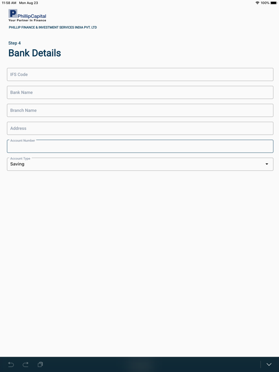 Tangkapan layar Phillip eKYC iPad 