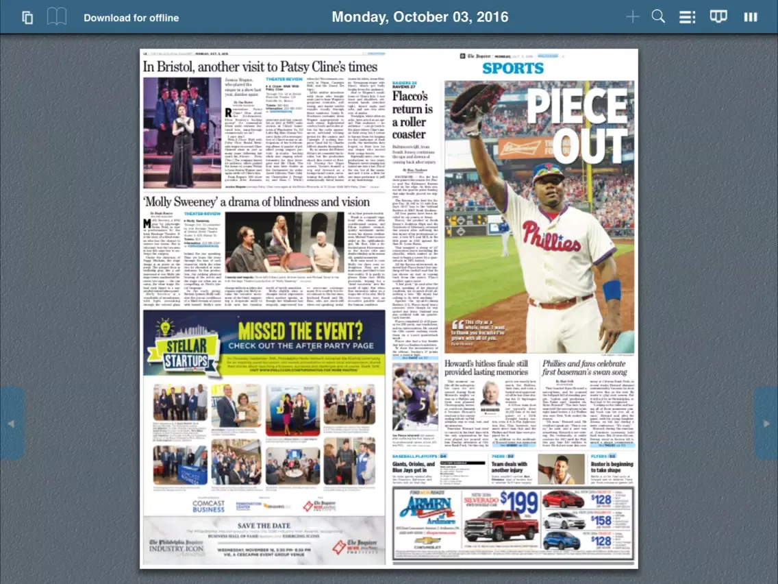 Tangkapan layar The Philadelphia Inquirer Replica iPad 