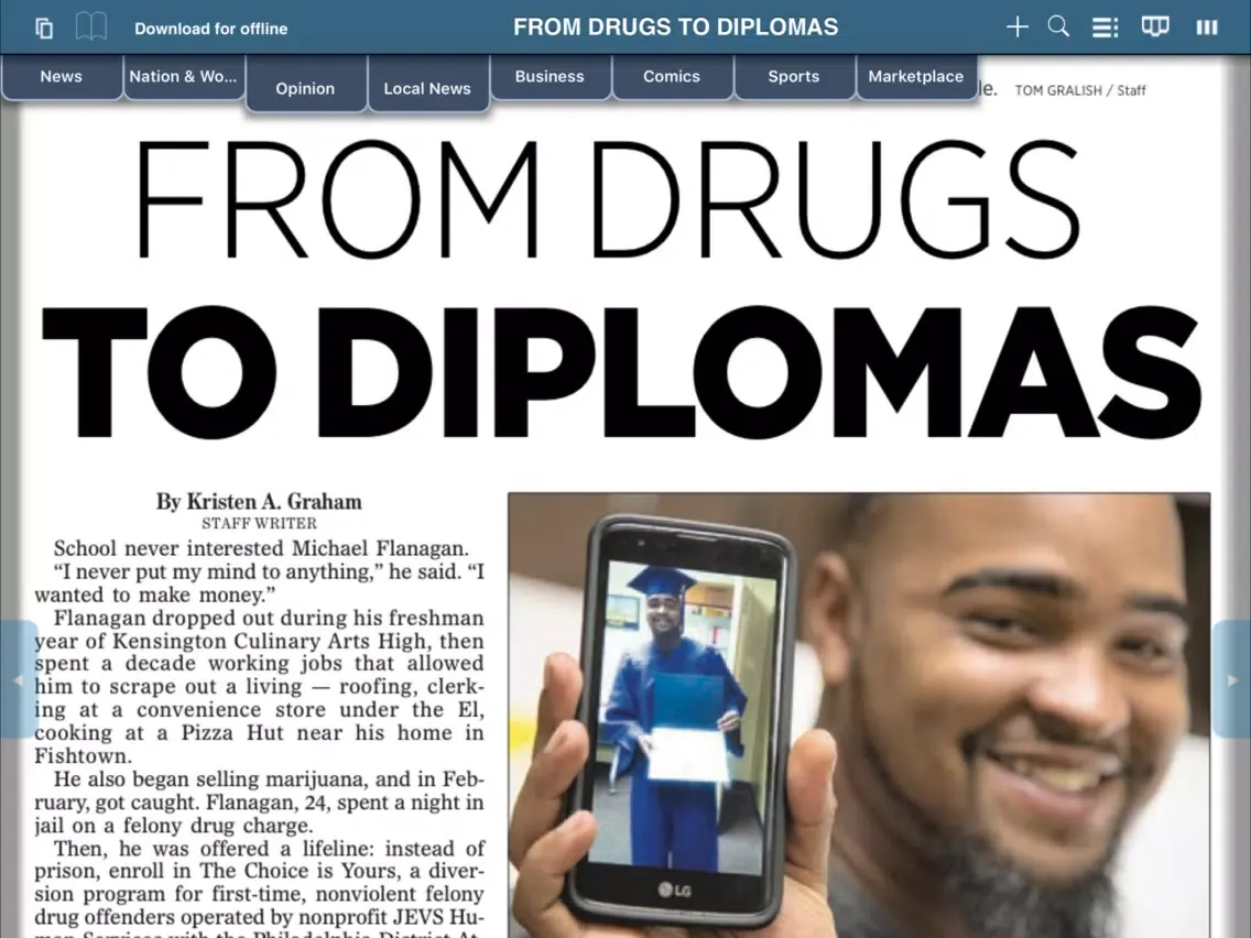 Tangkapan layar The Philadelphia Inquirer Replica iPad 