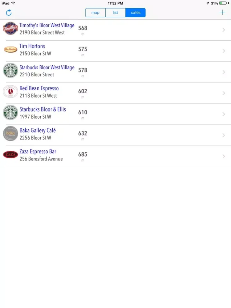 Tangkapan layar myBus Transit App iPad 