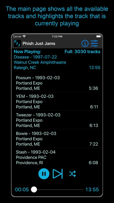 Capturas de tela do Phish Just Jams