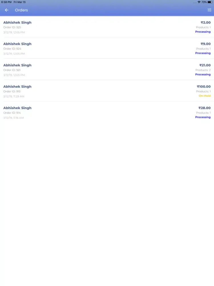 Woocommerce Admin iPad  Screenshots