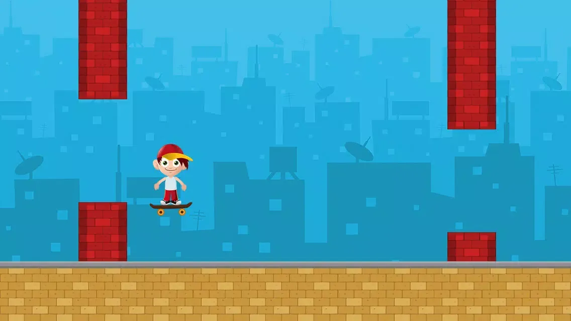 Jack The Jumpy Skateboard Kid - Red cap boy escape game with 8-bit graphics Screenshots