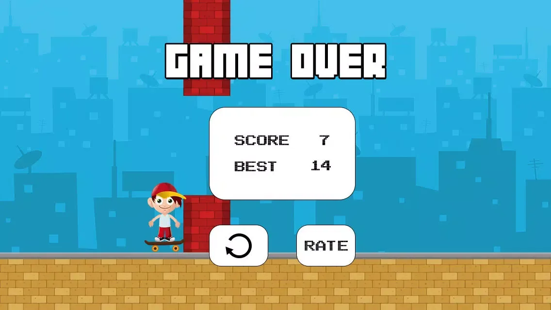 Jack The Jumpy Skateboard Kid - Red cap boy escape game with 8-bit graphics Screenshots