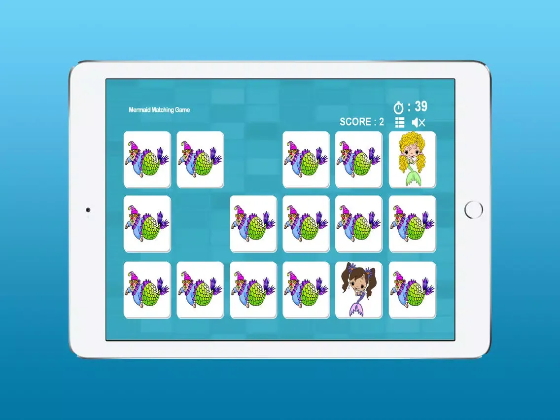 Screenshot di Mermaid Matching Pictures Game for Kids iPad 