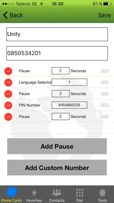 Zrzuty ekranu Phone Card - Dialer
