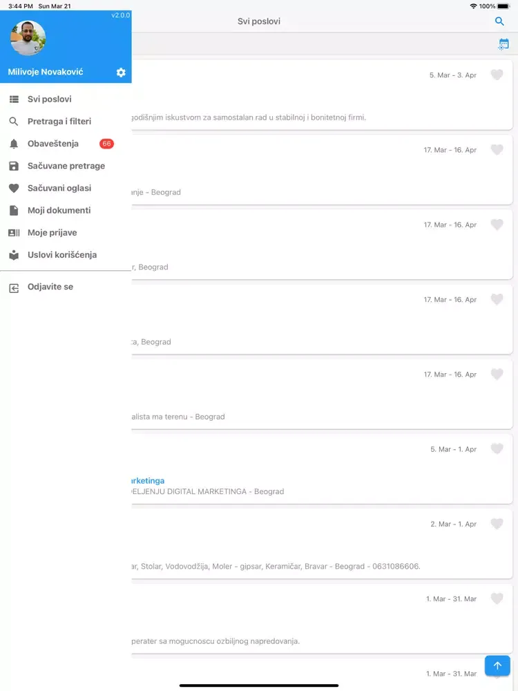 Tangkapan skrin Lako do posla iPad 