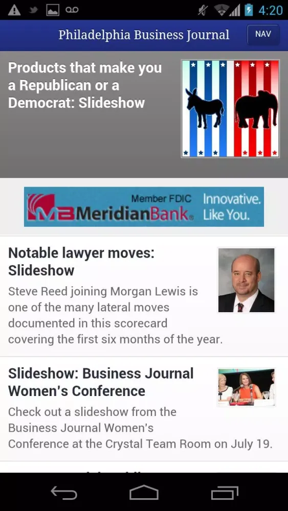 Philadelphia Business Journal Screenshots