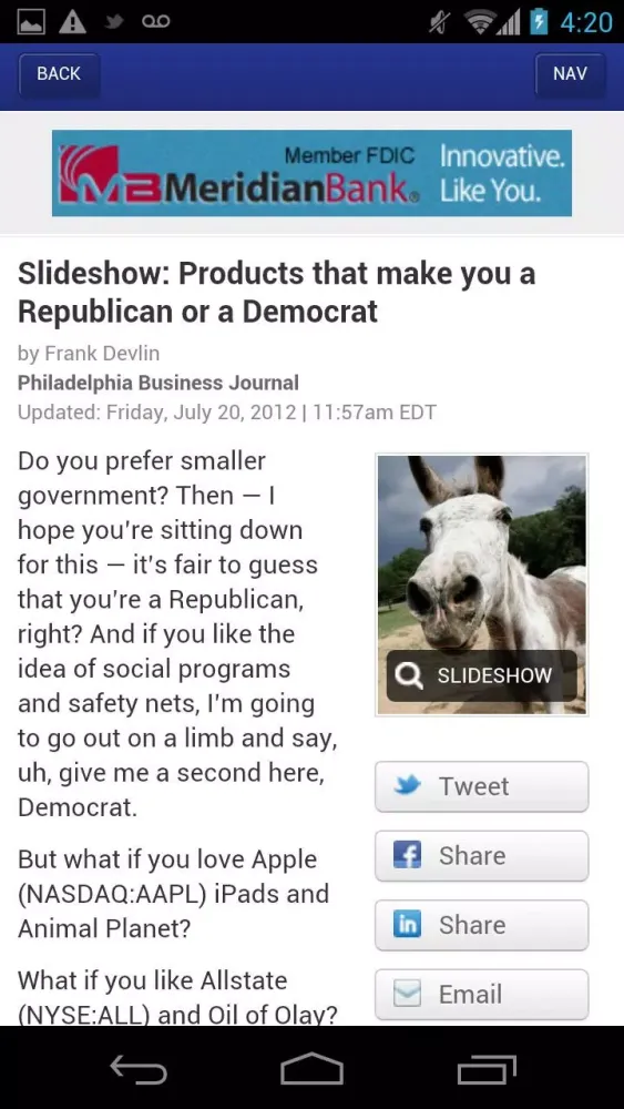 Philadelphia Business Journal Screenshots