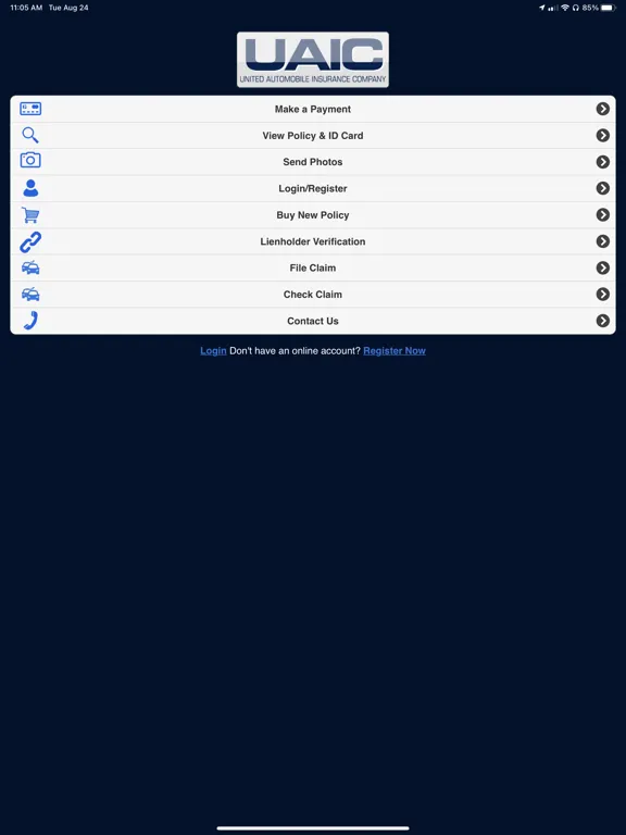 Tangkapan layar United Automobile Insurance Co iPad 