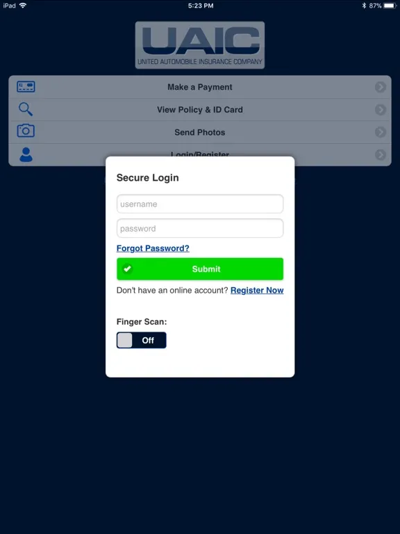Tangkapan layar United Automobile Insurance Co iPad 