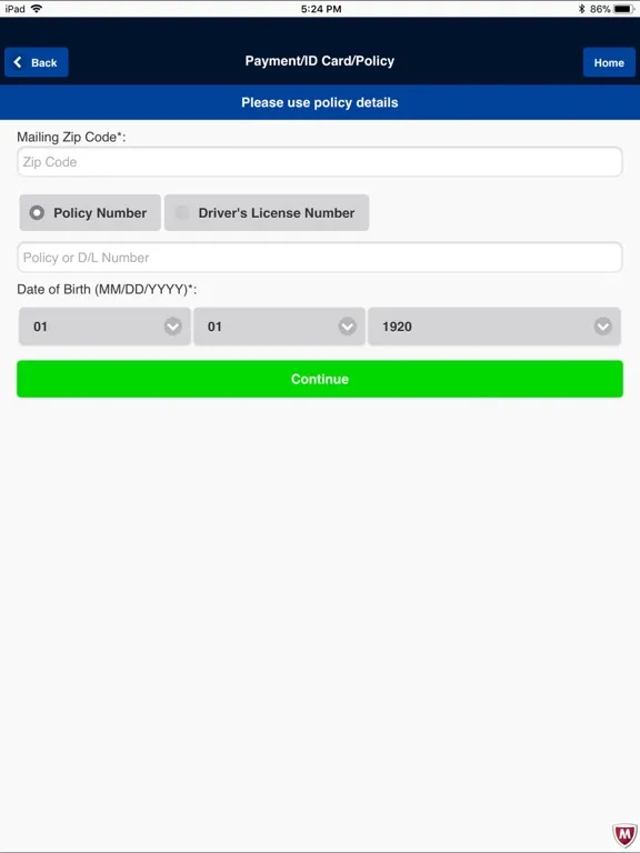 Tangkapan layar United Automobile Insurance Co iPad 