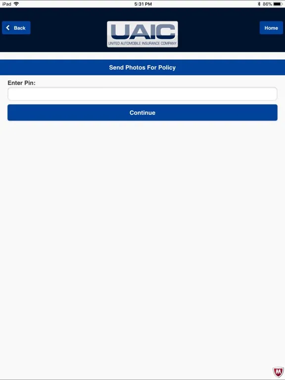 Tangkapan layar United Automobile Insurance Co iPad 