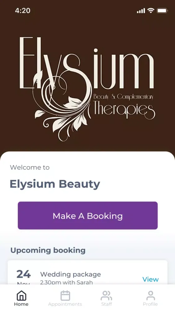 Ảnh chụp màn hình của Elysium Beauty
