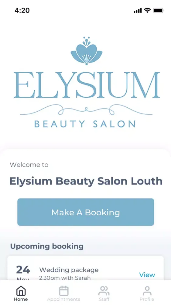 Tangkapan layar Elysium Beauty Salon Louth