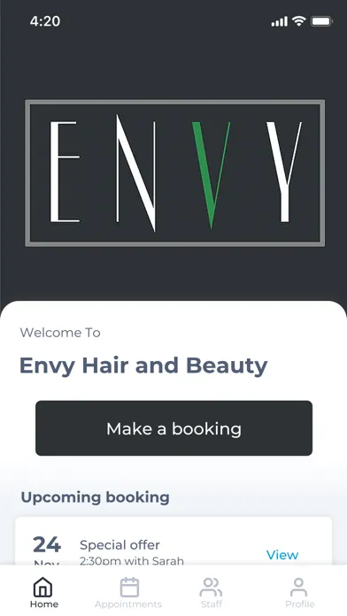 Ảnh chụp màn hình của Envy Hair and Beauty