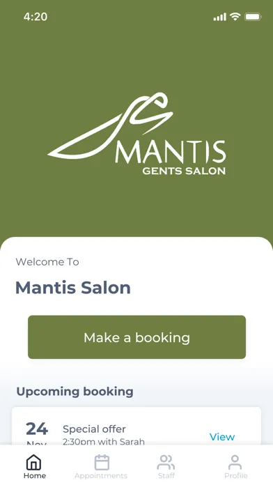 Ảnh chụp màn hình của Mantis Salon