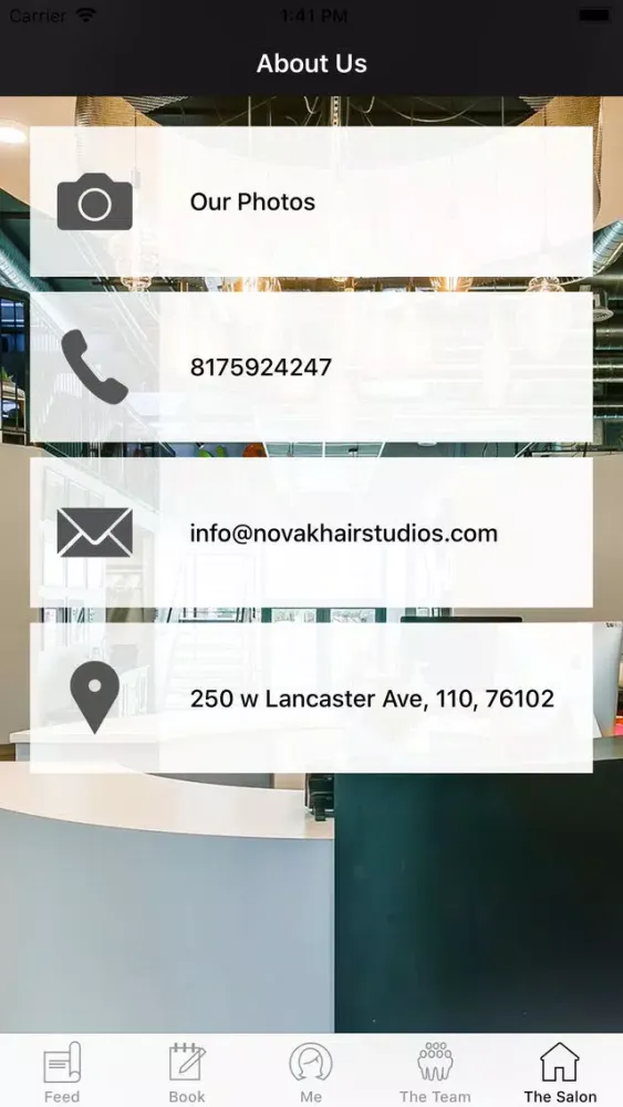 Tangkapan layar Novak Hair Studios