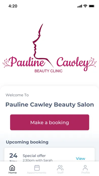Capturas de tela do Pauline Cawley Beauty Salon