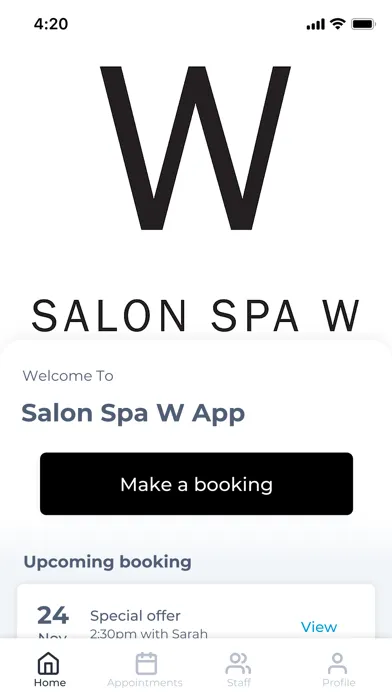 Salon Spa W App Screenshots