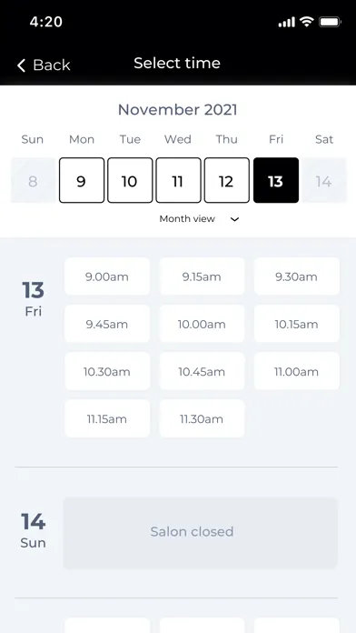 Salon Spa W App Screenshots