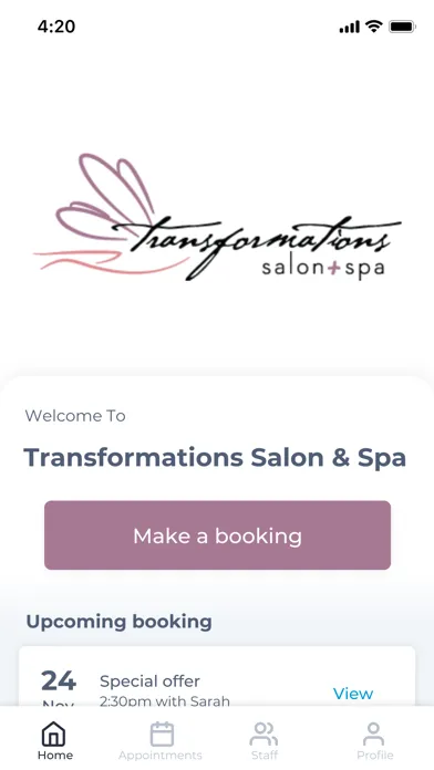 Zrzuty ekranu Transformations Salon & Spa