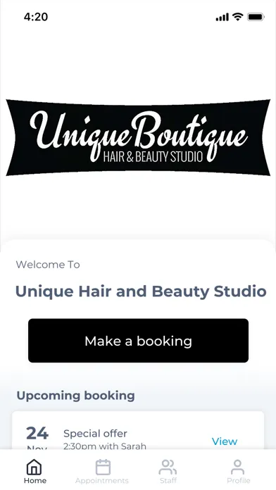 Tangkapan skrin Unique Hair and Beauty Studio