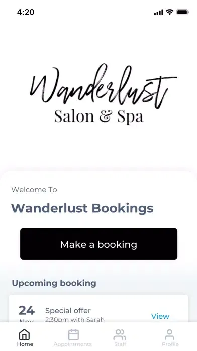 Wanderlust Bookings Screenshots