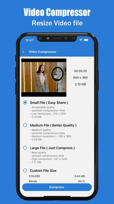 Compress image size in kb & mb سکرین شاٹس