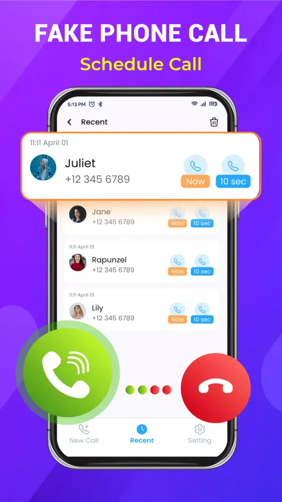 Call screen - Fake phone call স্ক্রিনশট