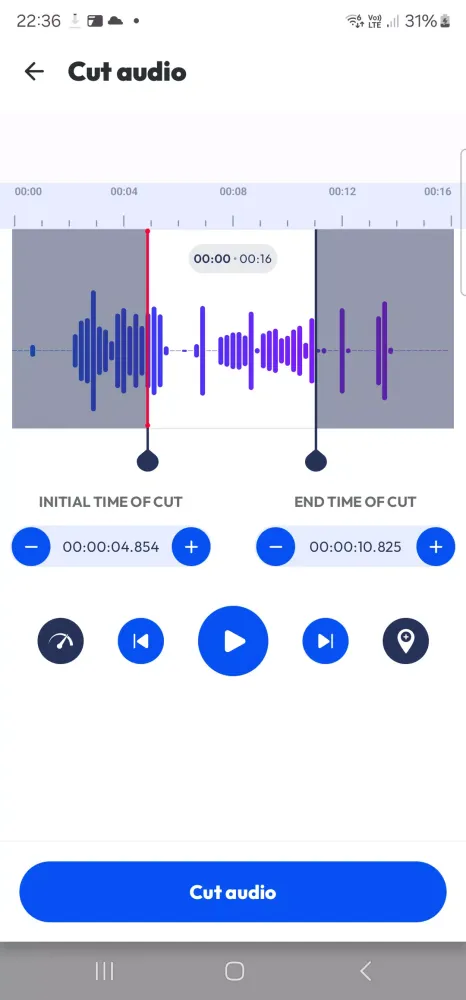 Tangkapan layar Audio Editor App
