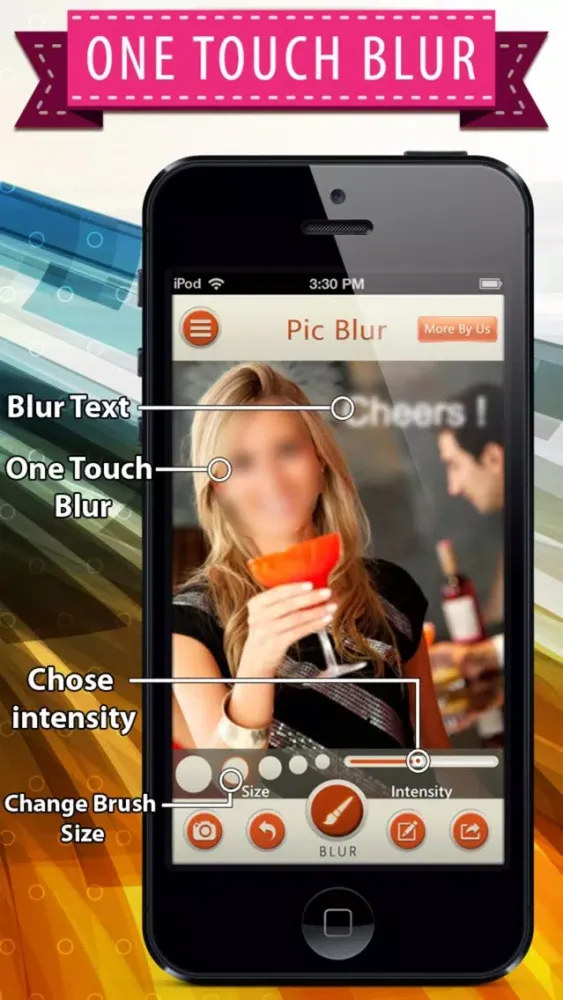 Zrzuty ekranu Picture Blur - Hide face, wipe skin, erase pimple from portrait, intensity adjusting. Share on facebook, instagram and Photoshop for likes