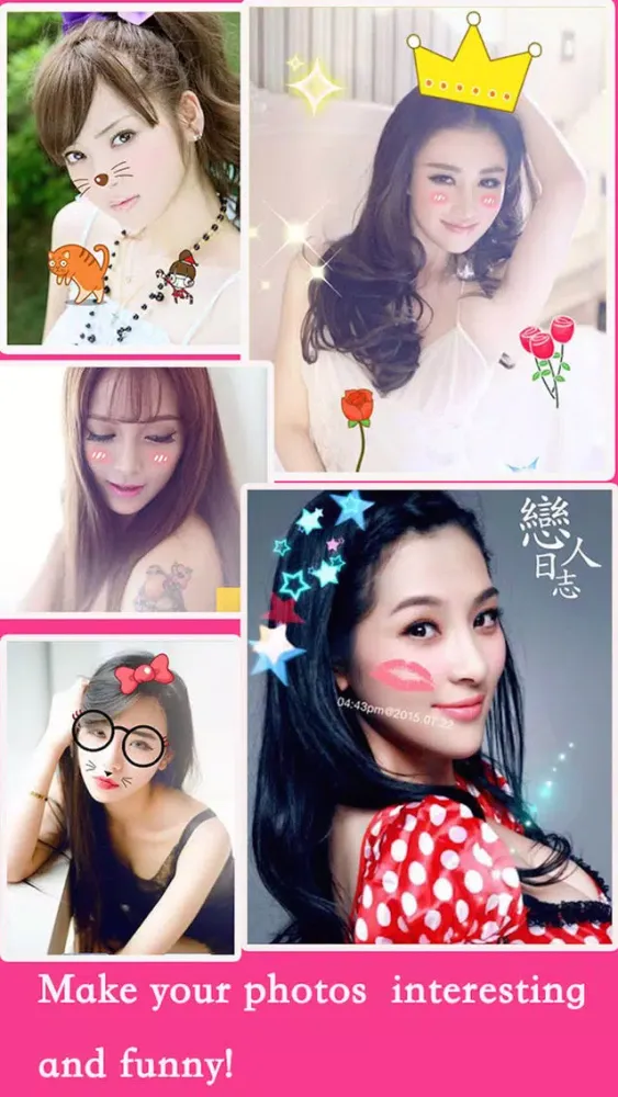 Capturas de tela do PP Girl Sticker Camera-Selfie Cam&Photo Editor