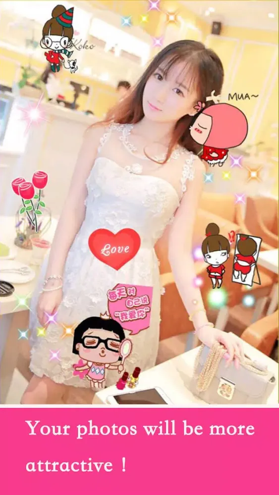 Capturas de tela do PP Girl Sticker Camera-Selfie Cam&Photo Editor