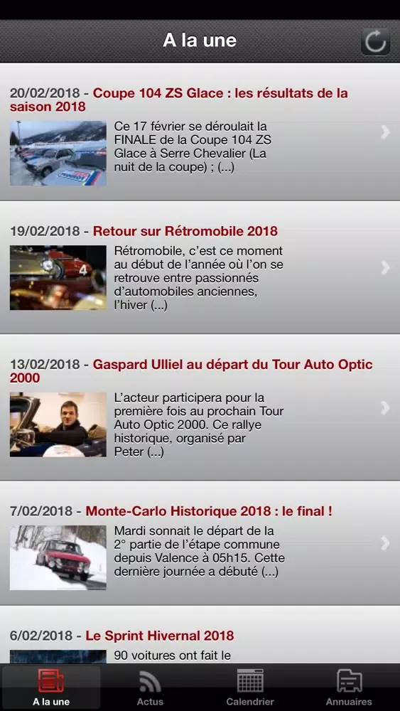 Capturas de tela do NewsClassicRacing