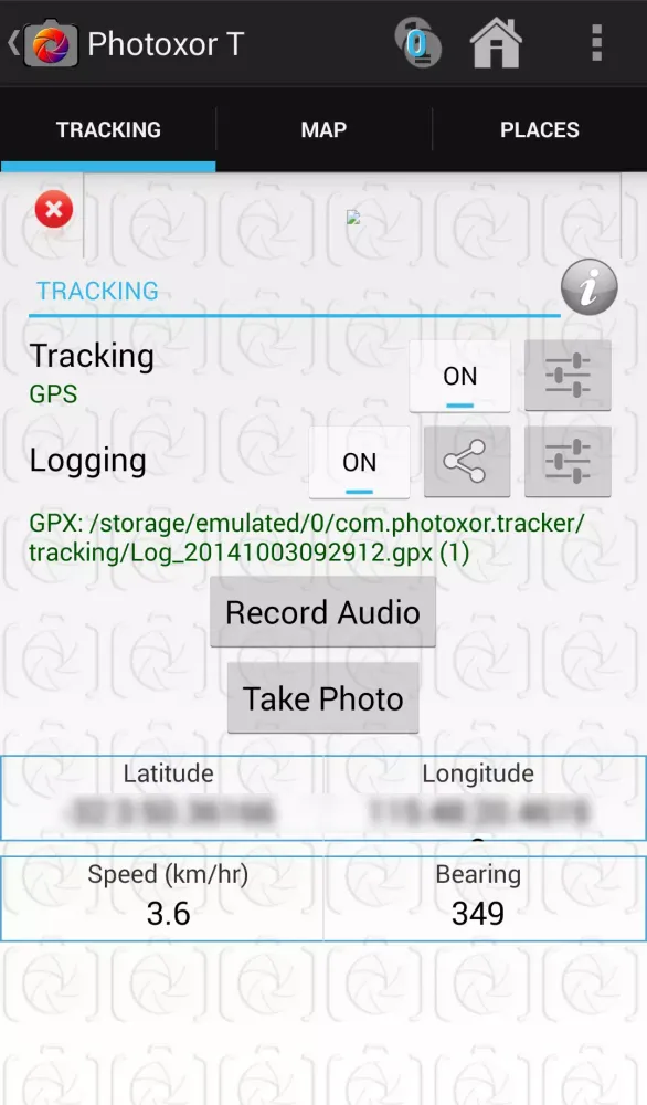 ภาพหน้าจอของ Photoxor GPS Tracker & Logger