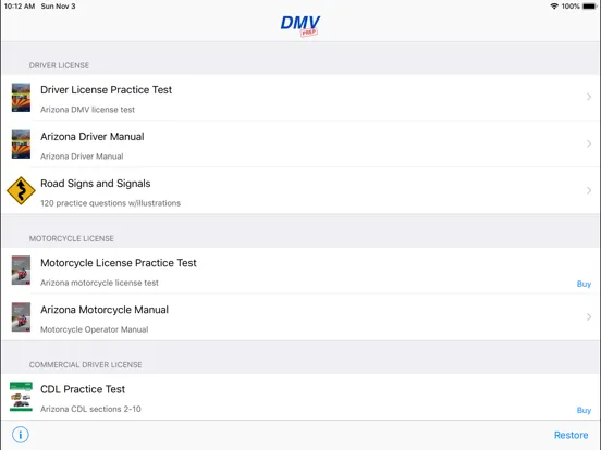 Capturas de tela do Arizona DMV Test Prep iPad 